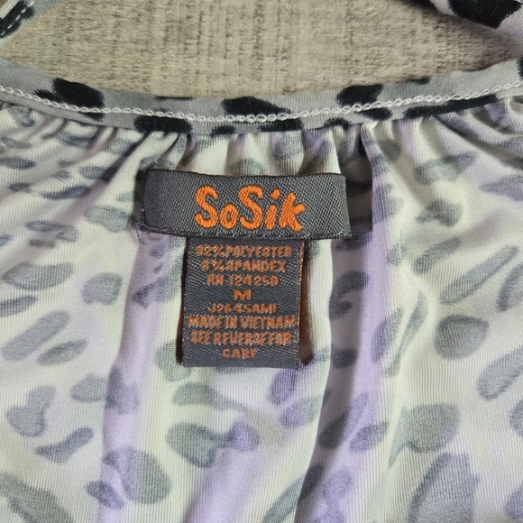 SO SIK | Dolman Sleeve Top in Black/White Leopard Print sz M - Picture 3 of 6